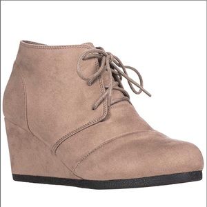 NWOT MicroSuede Wedge Booties